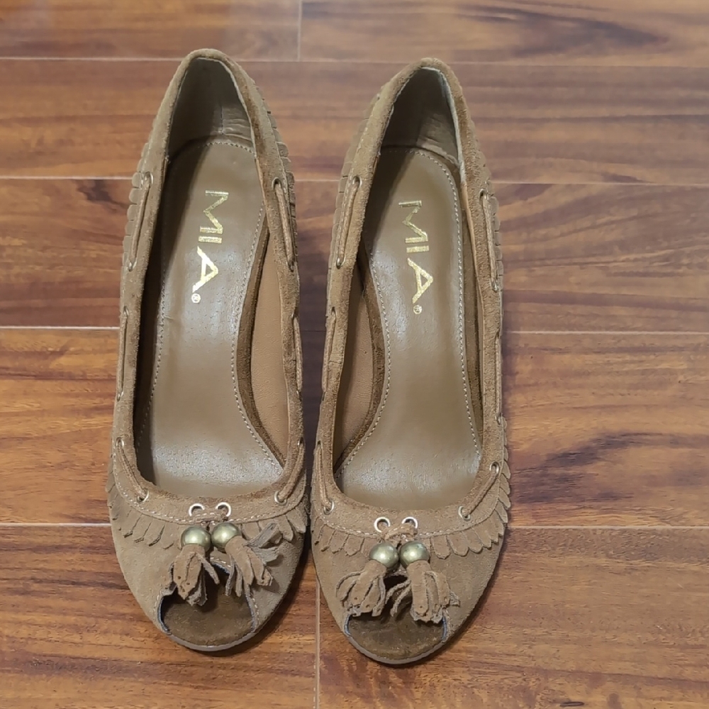 MIA Women's Brown Peep Toe Heels